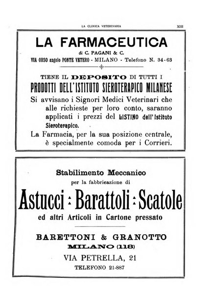 La clinica veterinaria rivista di medicina e chirurgia pratica degli animali domestici