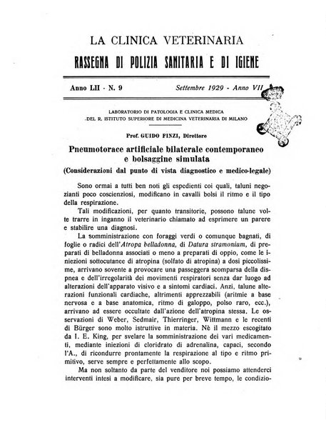 La clinica veterinaria rivista di medicina e chirurgia pratica degli animali domestici