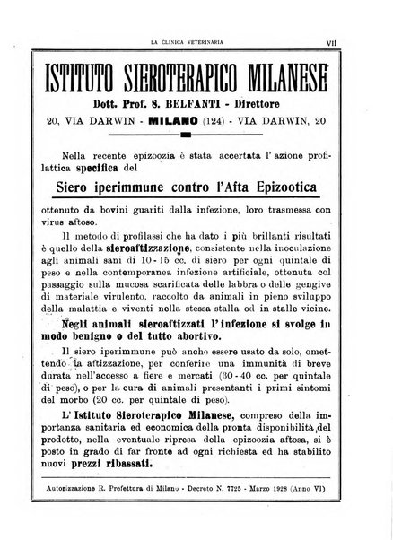 La clinica veterinaria rivista di medicina e chirurgia pratica degli animali domestici