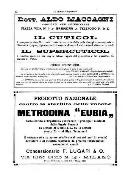 La clinica veterinaria rivista di medicina e chirurgia pratica degli animali domestici