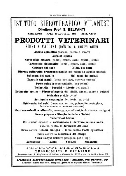 La clinica veterinaria rivista di medicina e chirurgia pratica degli animali domestici