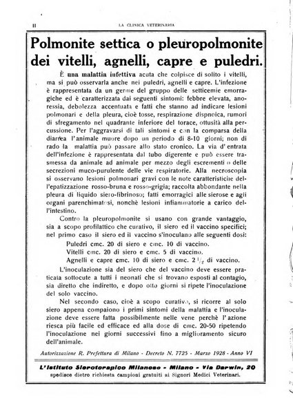 La clinica veterinaria rivista di medicina e chirurgia pratica degli animali domestici