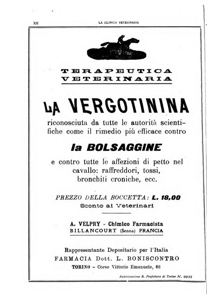 La clinica veterinaria rivista di medicina e chirurgia pratica degli animali domestici