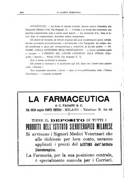 La clinica veterinaria rivista di medicina e chirurgia pratica degli animali domestici