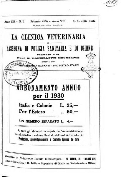 La clinica veterinaria rivista di medicina e chirurgia pratica degli animali domestici