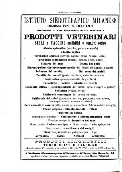 La clinica veterinaria rivista di medicina e chirurgia pratica degli animali domestici