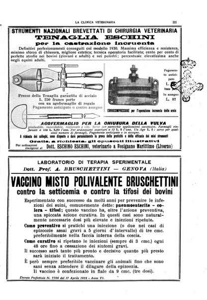 La clinica veterinaria rivista di medicina e chirurgia pratica degli animali domestici