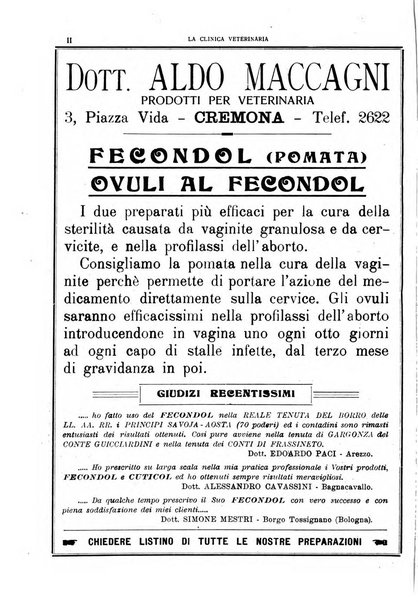 La clinica veterinaria rivista di medicina e chirurgia pratica degli animali domestici