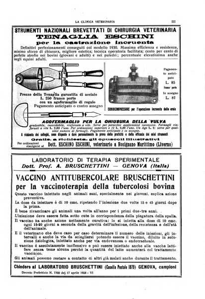 La clinica veterinaria rivista di medicina e chirurgia pratica degli animali domestici