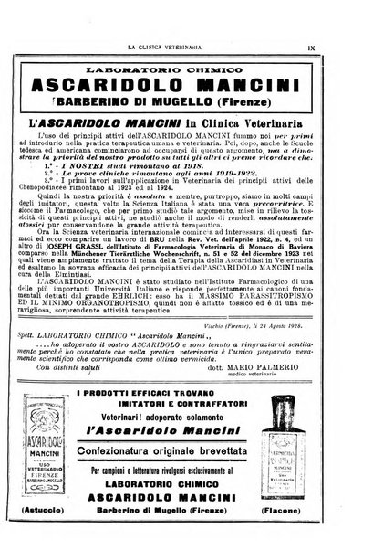 La clinica veterinaria rivista di medicina e chirurgia pratica degli animali domestici