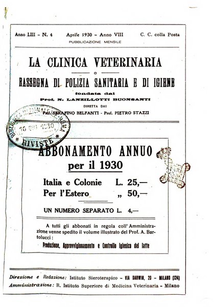 La clinica veterinaria rivista di medicina e chirurgia pratica degli animali domestici