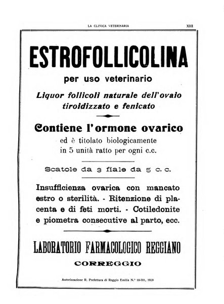 La clinica veterinaria rivista di medicina e chirurgia pratica degli animali domestici