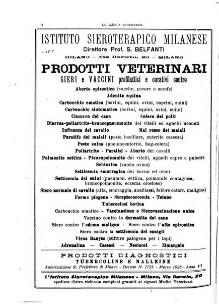 La clinica veterinaria rivista di medicina e chirurgia pratica degli animali domestici