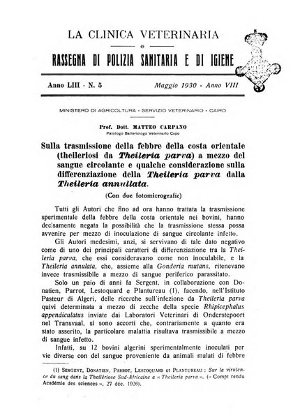 La clinica veterinaria rivista di medicina e chirurgia pratica degli animali domestici