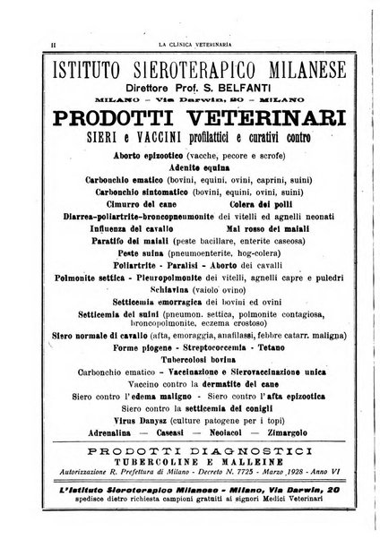 La clinica veterinaria rivista di medicina e chirurgia pratica degli animali domestici