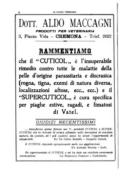 La clinica veterinaria rivista di medicina e chirurgia pratica degli animali domestici