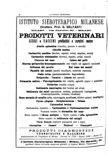 La clinica veterinaria rivista di medicina e chirurgia pratica degli animali domestici