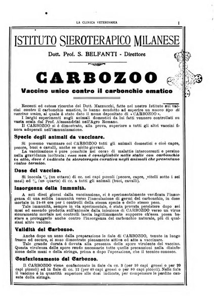 La clinica veterinaria rivista di medicina e chirurgia pratica degli animali domestici