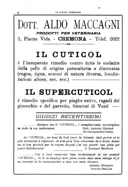 La clinica veterinaria rivista di medicina e chirurgia pratica degli animali domestici