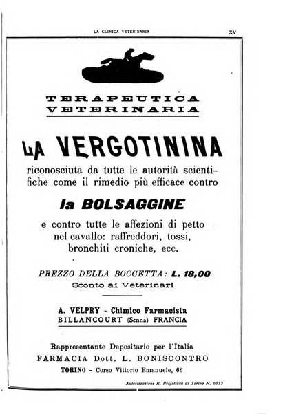 La clinica veterinaria rivista di medicina e chirurgia pratica degli animali domestici