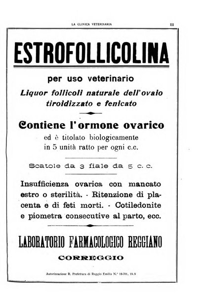 La clinica veterinaria rivista di medicina e chirurgia pratica degli animali domestici