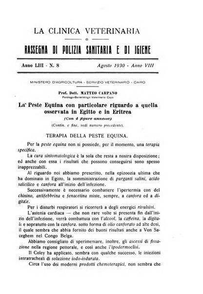 La clinica veterinaria rivista di medicina e chirurgia pratica degli animali domestici