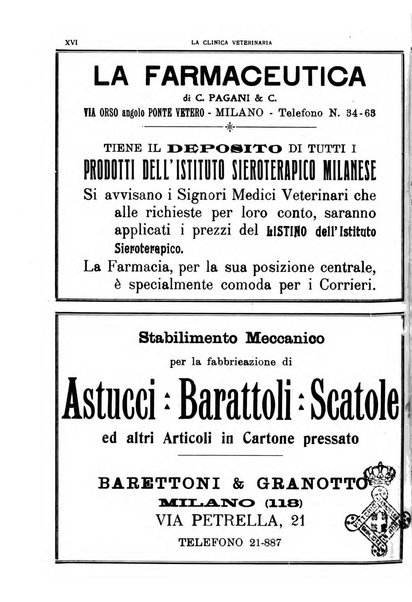 La clinica veterinaria rivista di medicina e chirurgia pratica degli animali domestici