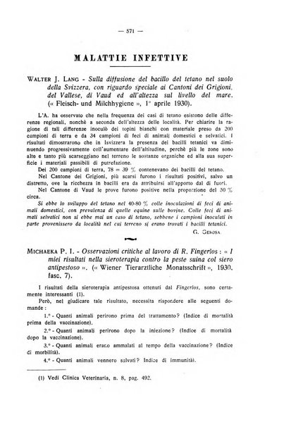 La clinica veterinaria rivista di medicina e chirurgia pratica degli animali domestici