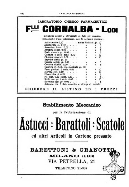 La clinica veterinaria rivista di medicina e chirurgia pratica degli animali domestici