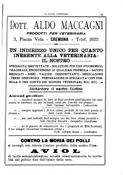 La clinica veterinaria rivista di medicina e chirurgia pratica degli animali domestici