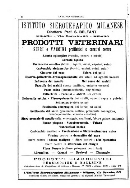 La clinica veterinaria rivista di medicina e chirurgia pratica degli animali domestici