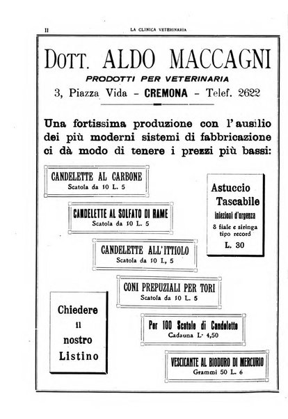 La clinica veterinaria rivista di medicina e chirurgia pratica degli animali domestici