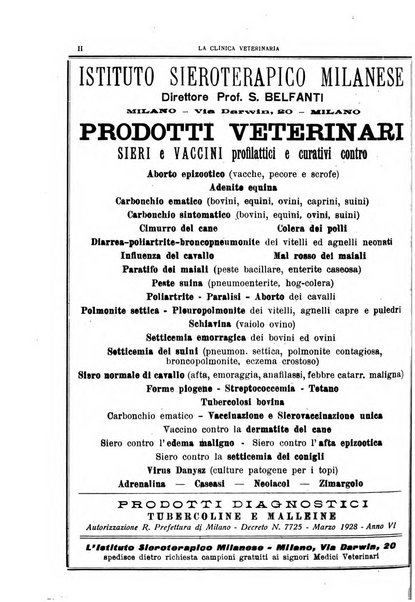 La clinica veterinaria rivista di medicina e chirurgia pratica degli animali domestici