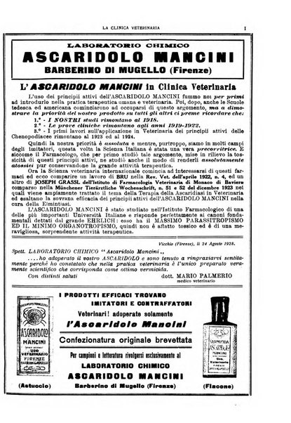 La clinica veterinaria rivista di medicina e chirurgia pratica degli animali domestici