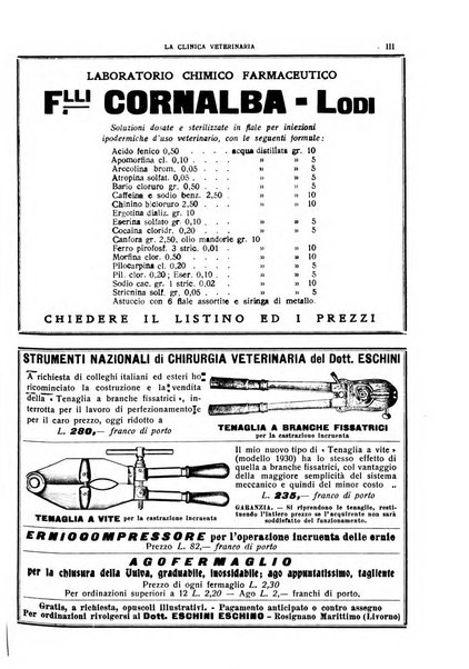 La clinica veterinaria rivista di medicina e chirurgia pratica degli animali domestici