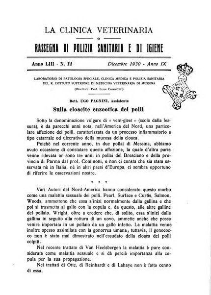 La clinica veterinaria rivista di medicina e chirurgia pratica degli animali domestici