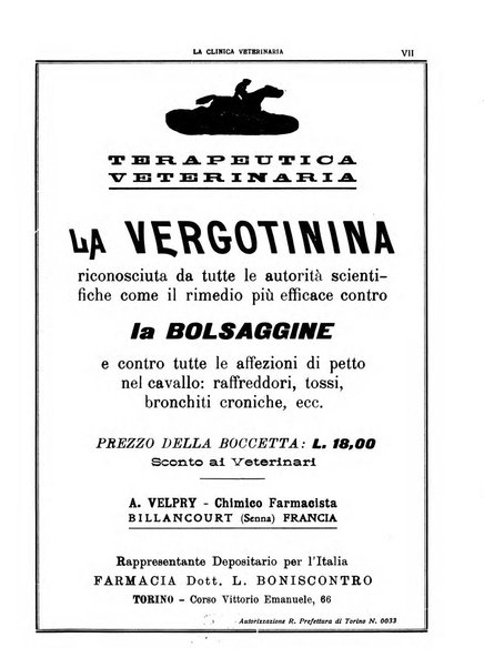 La clinica veterinaria rivista di medicina e chirurgia pratica degli animali domestici