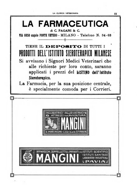La clinica veterinaria rivista di medicina e chirurgia pratica degli animali domestici