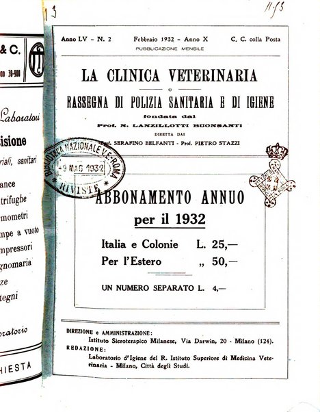 La clinica veterinaria rivista di medicina e chirurgia pratica degli animali domestici