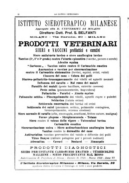 La clinica veterinaria rivista di medicina e chirurgia pratica degli animali domestici