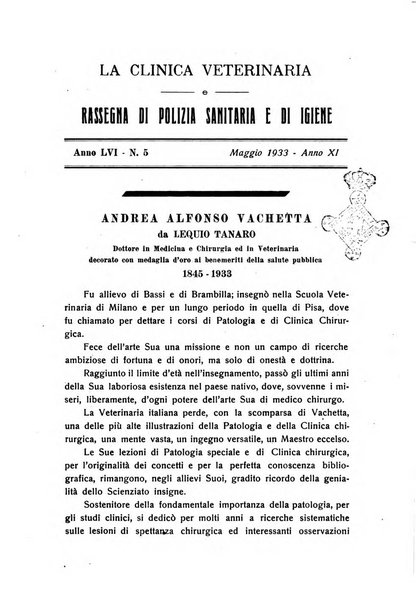 La clinica veterinaria rivista di medicina e chirurgia pratica degli animali domestici