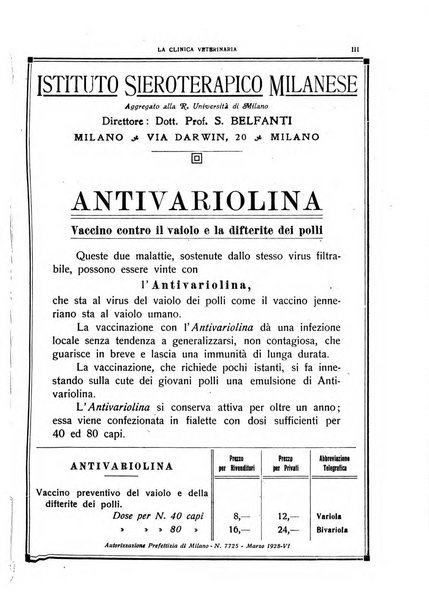 La clinica veterinaria rivista di medicina e chirurgia pratica degli animali domestici