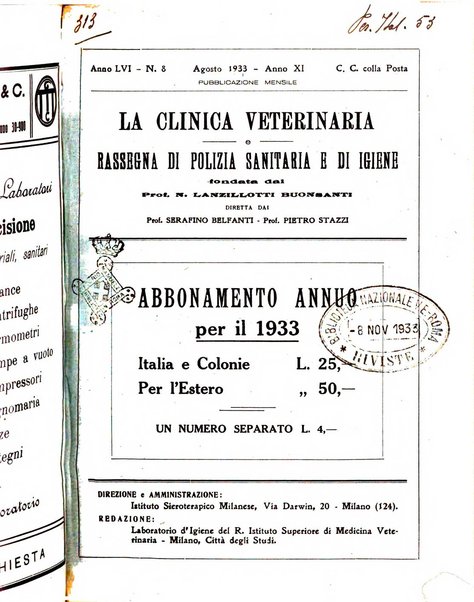 La clinica veterinaria rivista di medicina e chirurgia pratica degli animali domestici