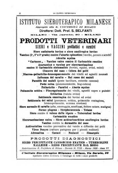 La clinica veterinaria rivista di medicina e chirurgia pratica degli animali domestici