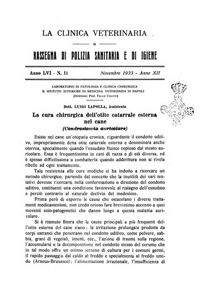 La clinica veterinaria rivista di medicina e chirurgia pratica degli animali domestici