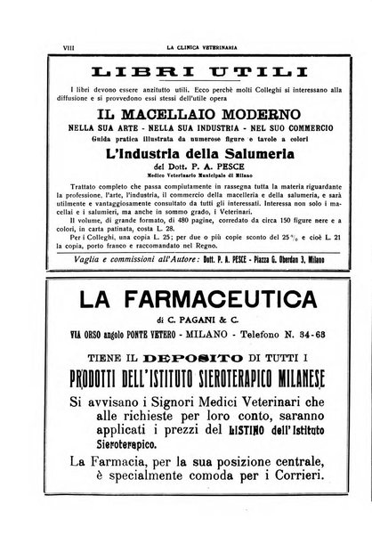 La clinica veterinaria rivista di medicina e chirurgia pratica degli animali domestici