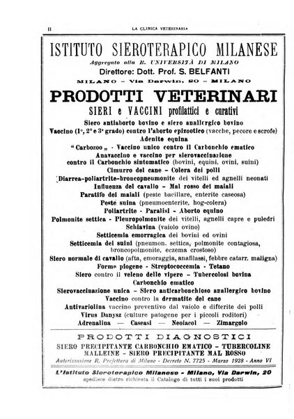 La clinica veterinaria rivista di medicina e chirurgia pratica degli animali domestici