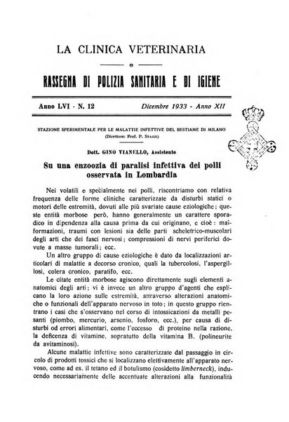 La clinica veterinaria rivista di medicina e chirurgia pratica degli animali domestici