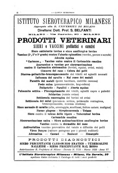 La clinica veterinaria rivista di medicina e chirurgia pratica degli animali domestici