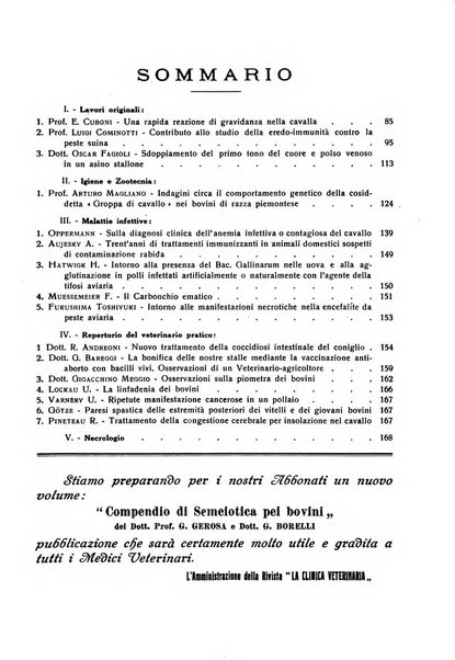 La clinica veterinaria rivista di medicina e chirurgia pratica degli animali domestici